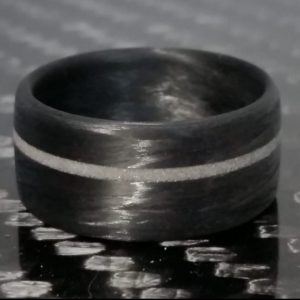 Carbon Fiber Flat Band Diamond Inlay