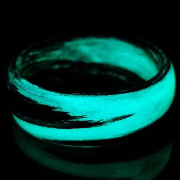 Carbon Fiber Black and Teal Marbled Glow Ring