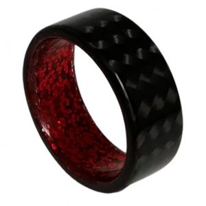 Carbon Fiber Twill Ring with Red Sparkle Interior