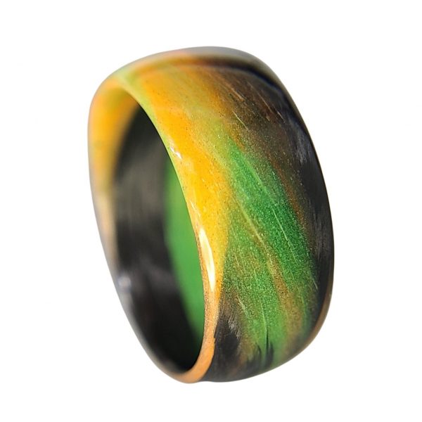 Carbon Fiber Green/Orange/Black Marbled Glow Ring