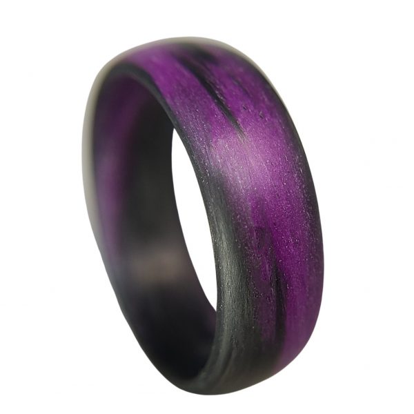 Carbon Fiber Purple and Black Marbled Glow Ring