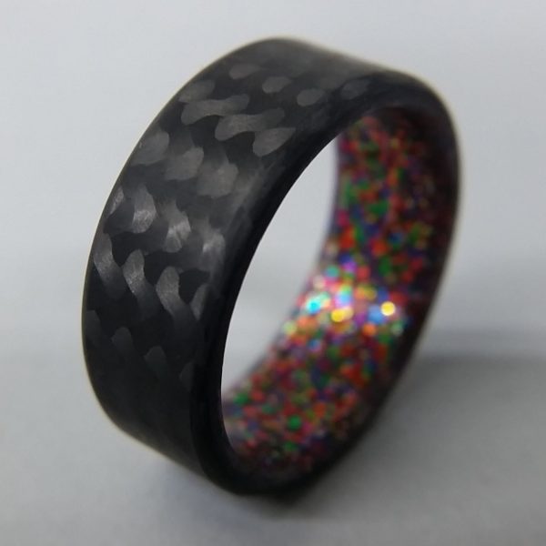Carbon Fiber Twill Ring with Multi Sparkle Interior