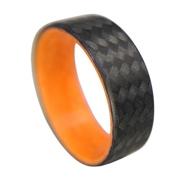 Carbon Fiber Twill Ring with Orange Glowing Interior
