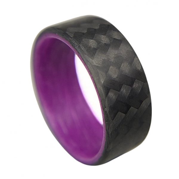 Carbon Fiber Twill Ring with Purple Glowing Interior