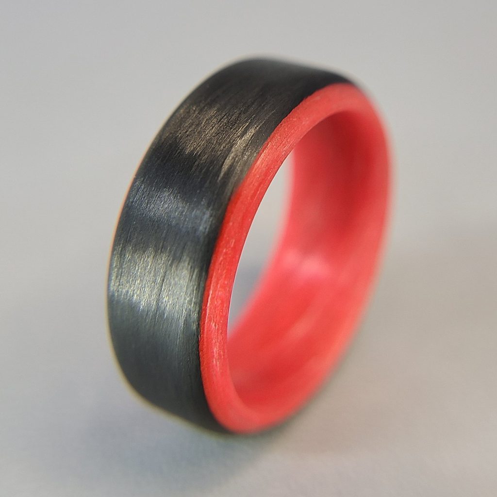 Carbon Fiber Ring with Red Glowing Interior CORE CARBON RINGS