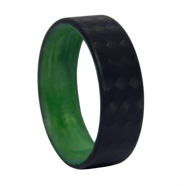 Carbon Fiber Twill Ring with Green Interior